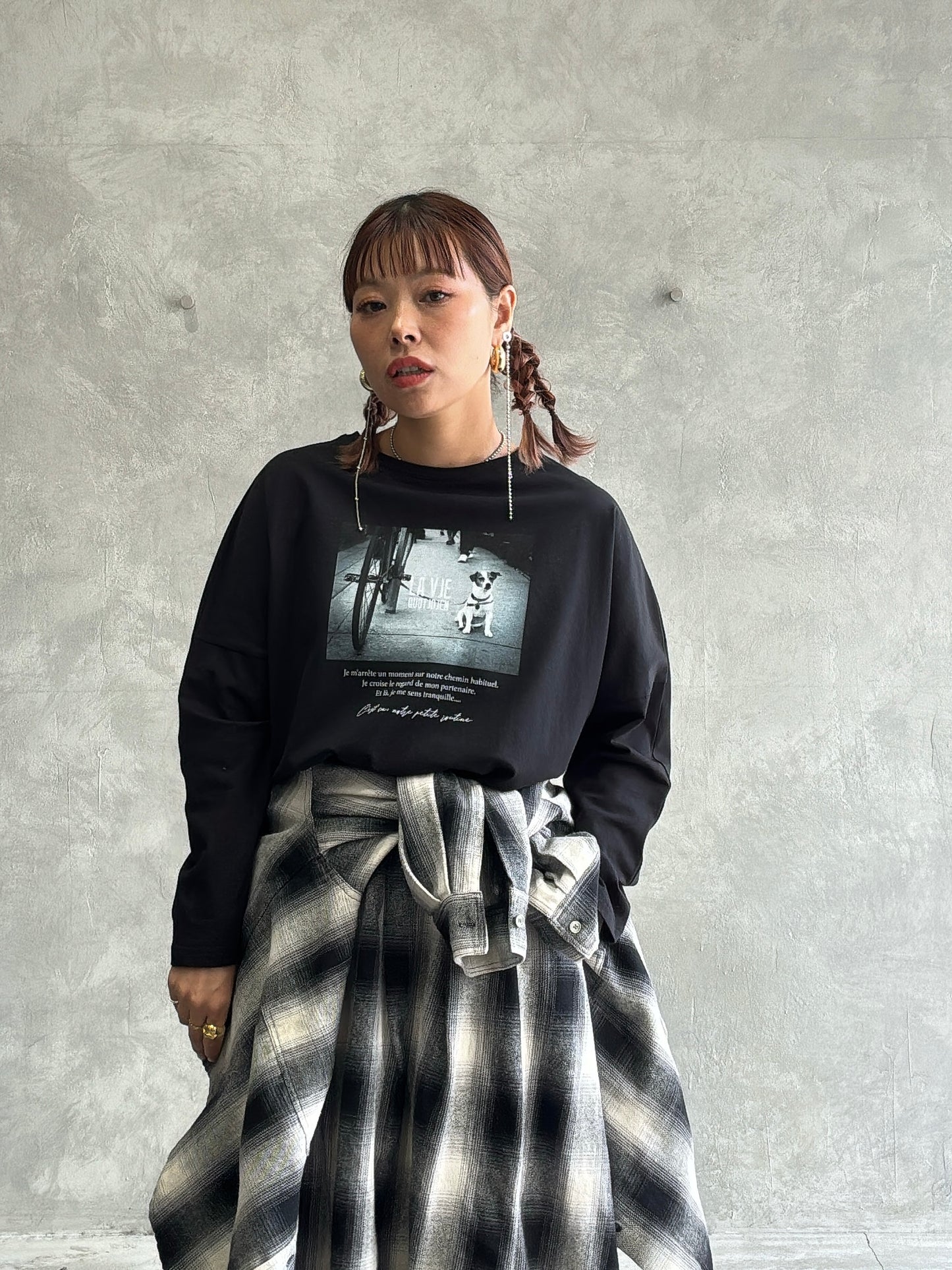 【再入荷】2way（DOG & LOGO）プリントカットソー／Dignite collier