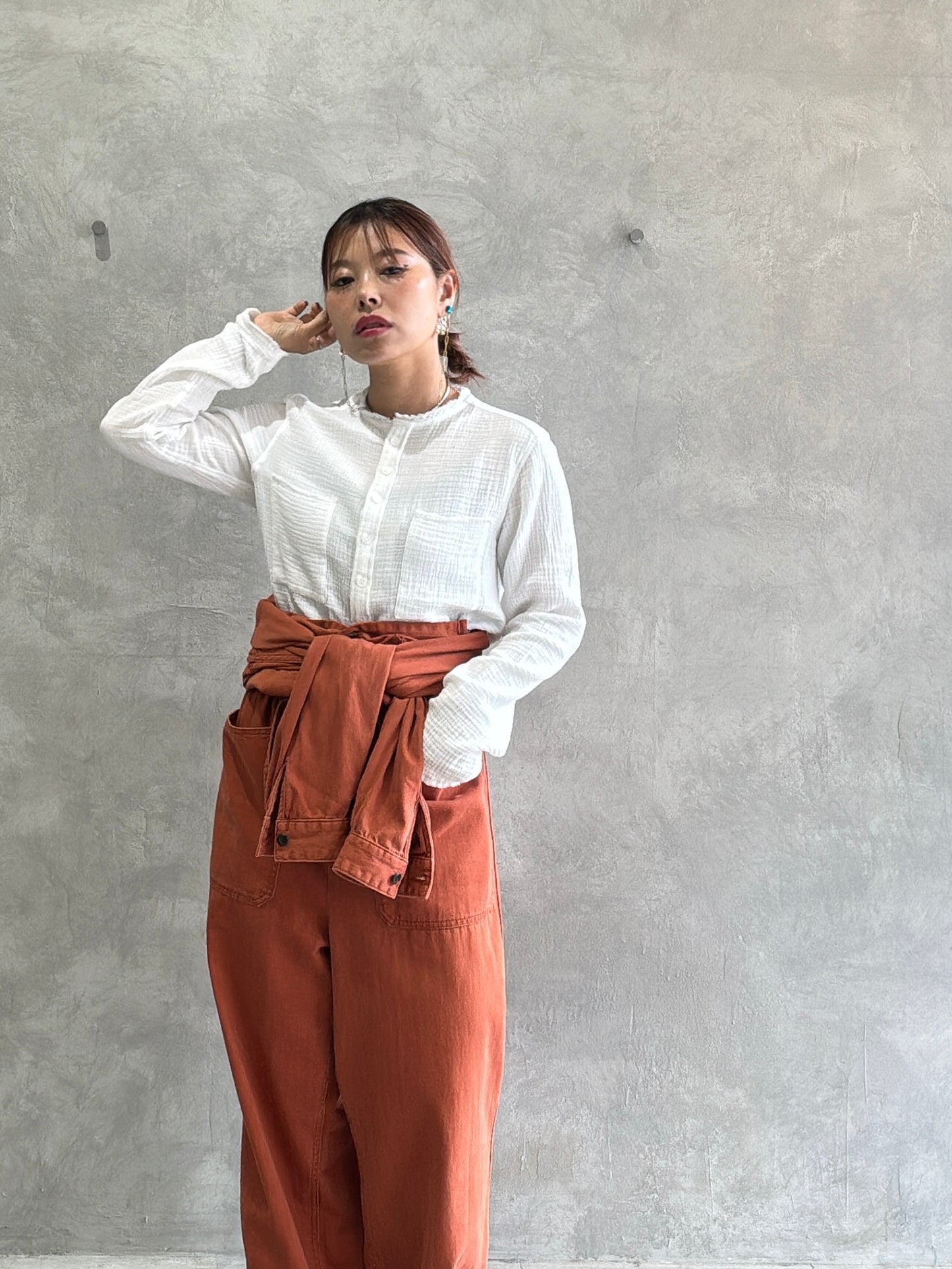 ダブルガーゼノーカラーシャツ／LE MÉLANGE