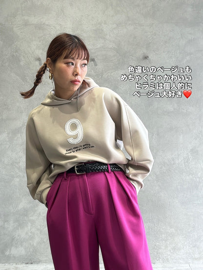 【再入荷】ボンディング「9」刺繍パーカー／Dignite collier