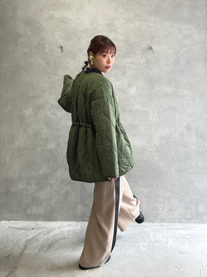 ピーチポプリンサイドテープワイドパンツ／trois