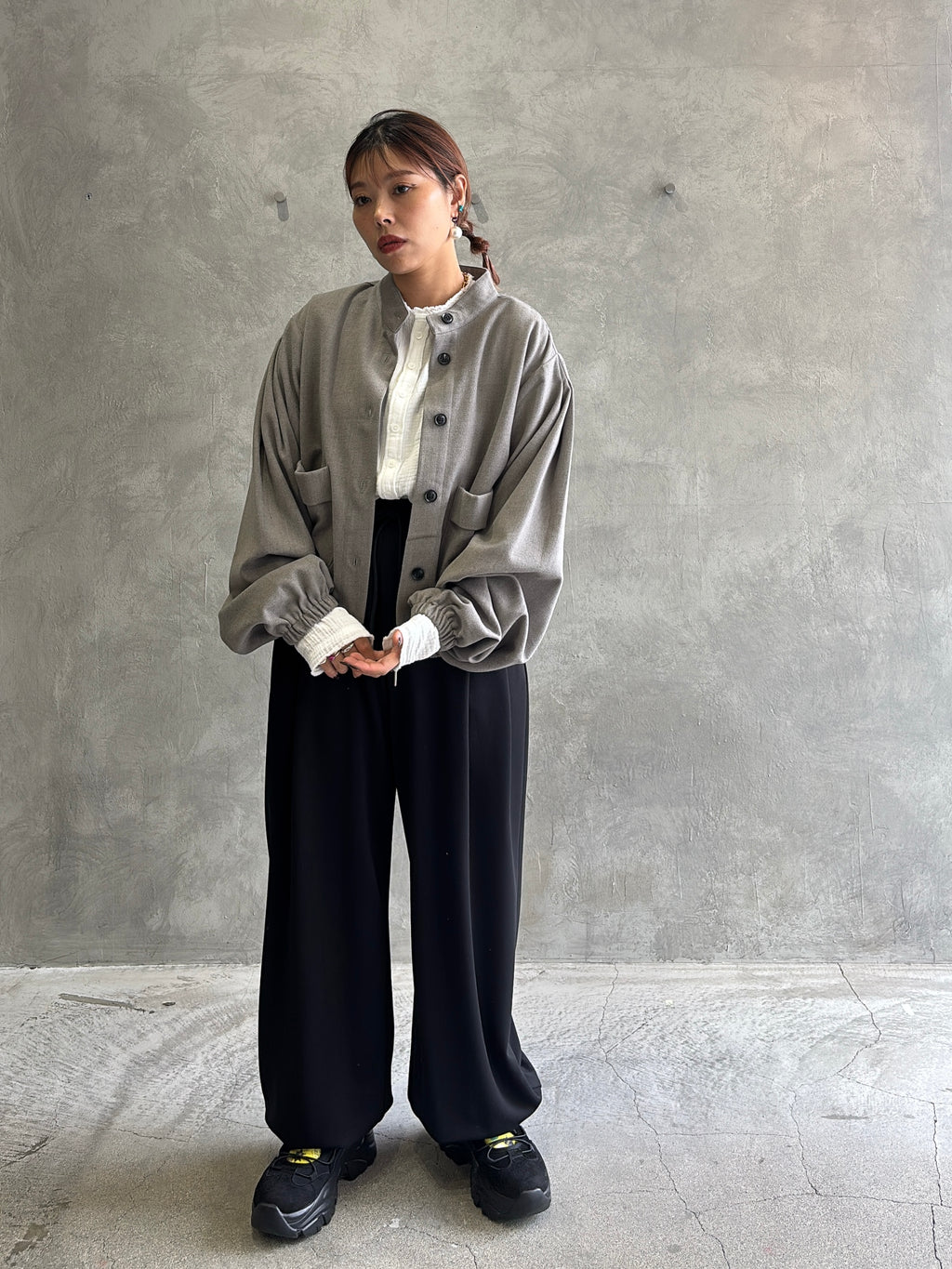 ワイドスリーブウーリーショートブルゾン／CYAN tokyo