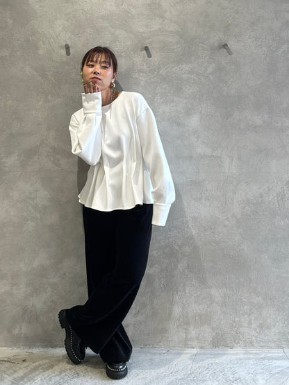 コーデュロイジャージーセミワイドパンツ／trois