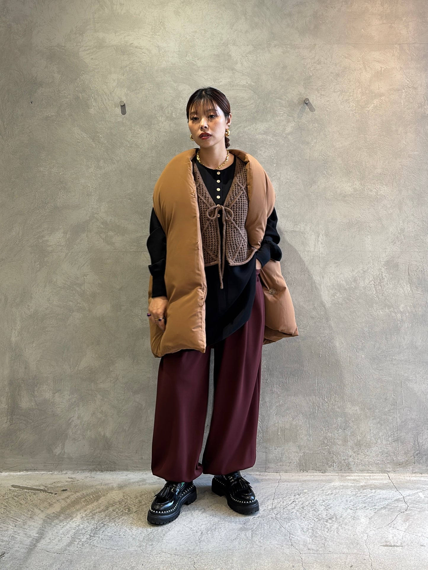 透かしアーガイルニットベスト／CYAN tokyo