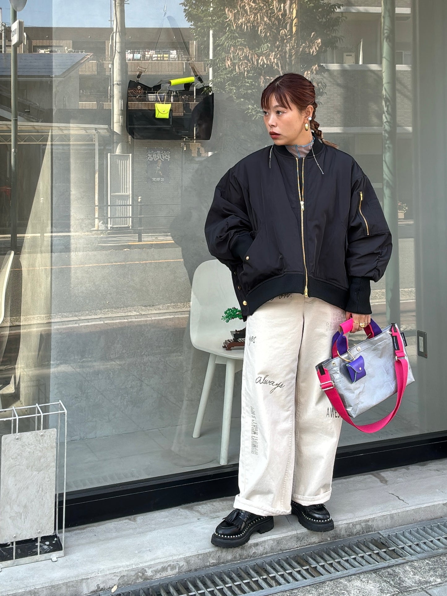 ナイロンツイルポンチョライクMA-1／trois