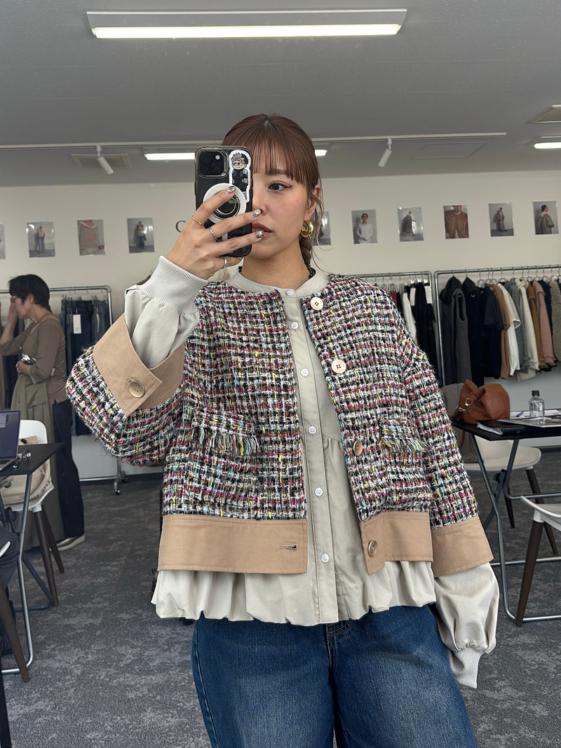 【予約⚡︎販売】ハーフスリーブ MIXツイードJK／604483／CYAN tokyo／2026 AW#1
