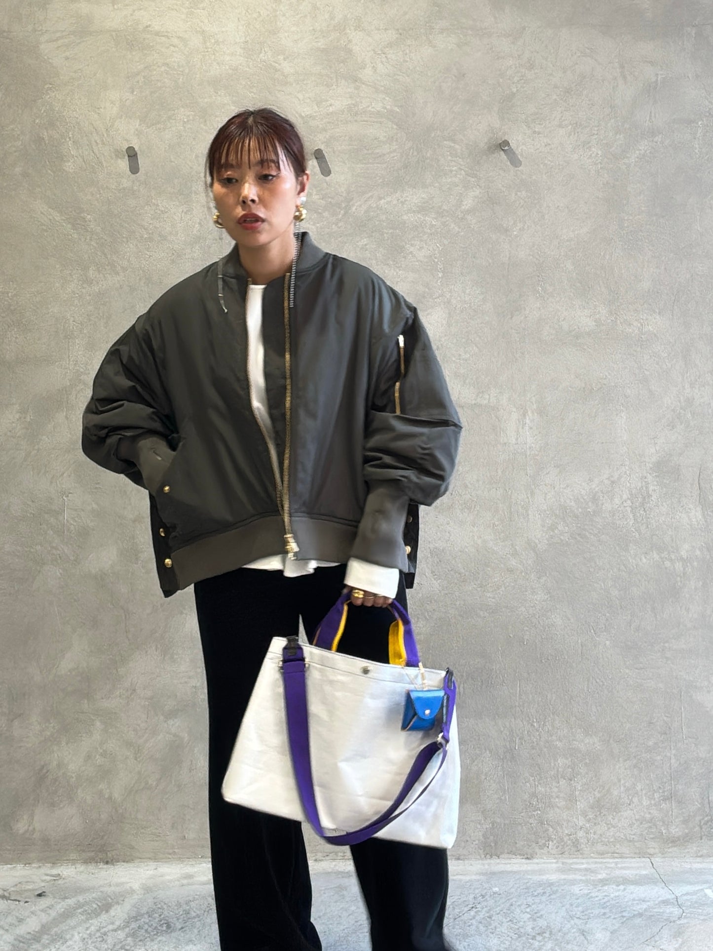 ナイロンツイルポンチョライクMA-1／trois