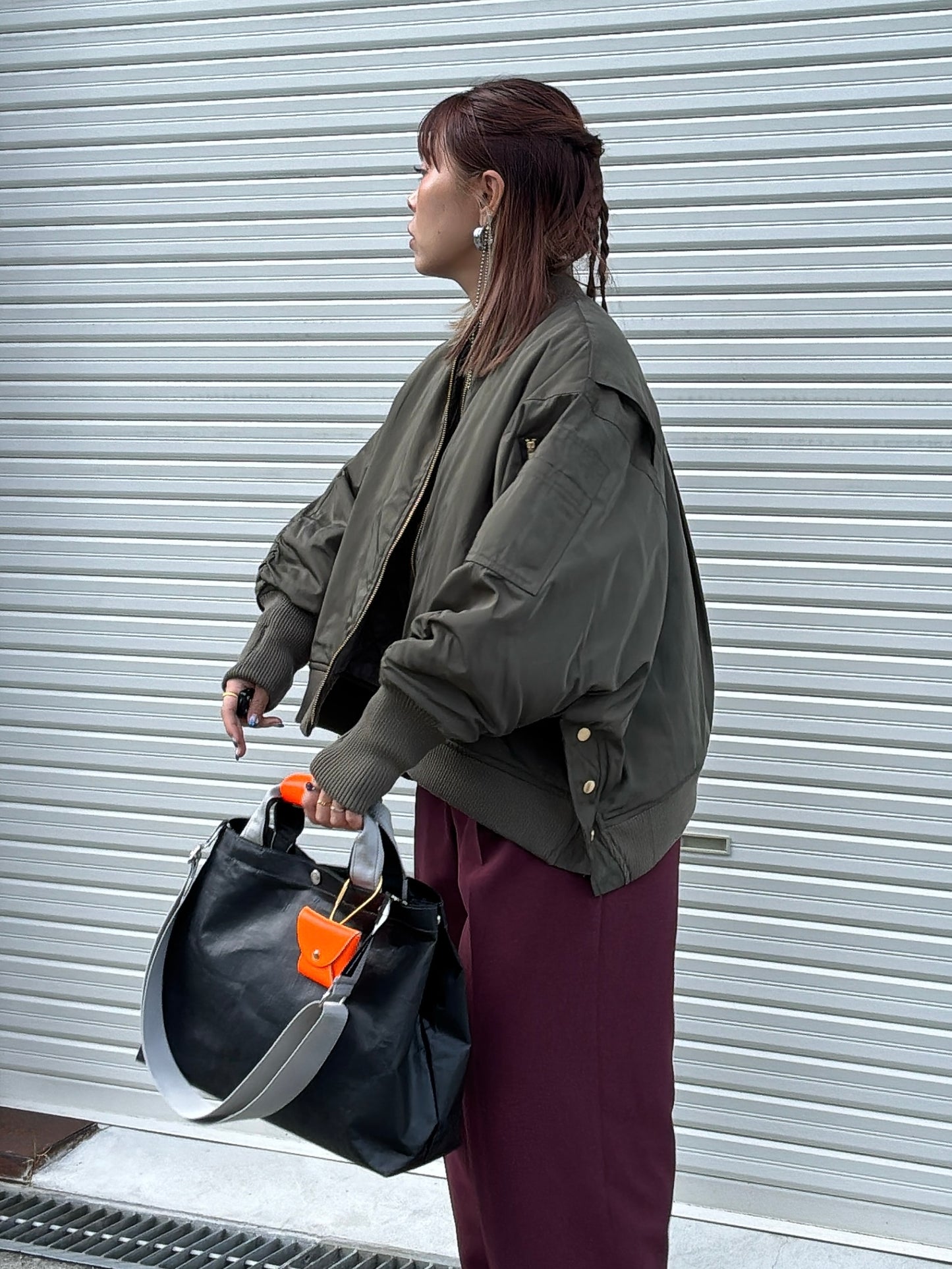 ナイロンツイルポンチョライクMA-1／trois