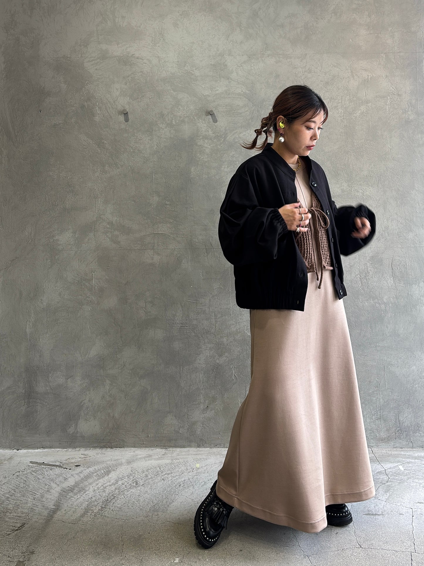 ワイドスリーブウーリーショートブルゾン／CYAN tokyo