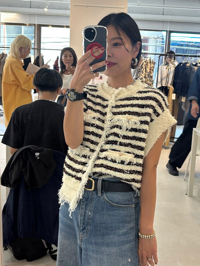 【予約⚡︎販売】ボーダーシャネルニットベスト／MG KN - 27021 - S／MARGAUX VINTAGE／2027 PRE SPRING COLLECTION