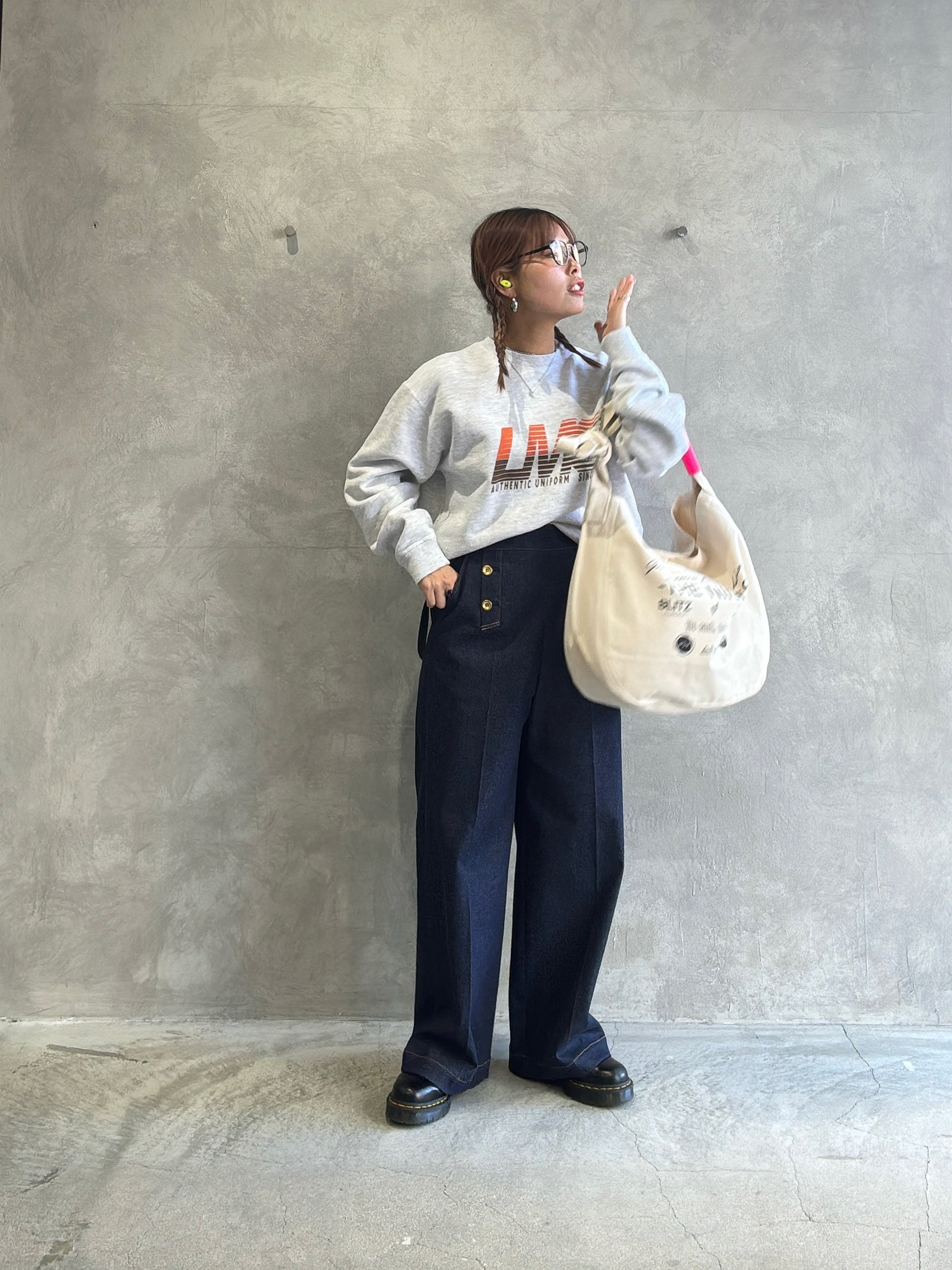 trois／ストレッチデニムストラップマリンパンツ