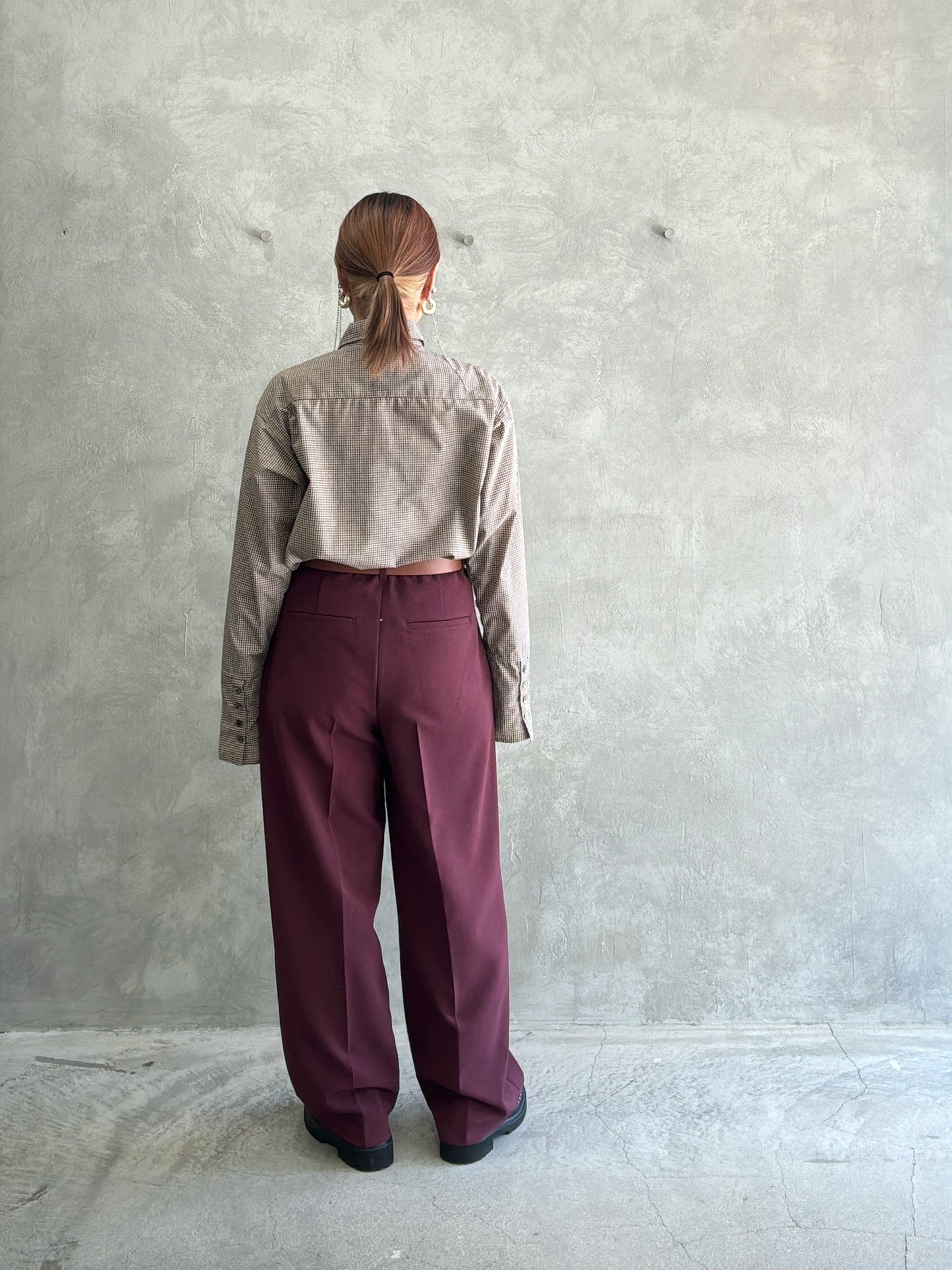 タイ付きチェックシャツ／LE MÉLANGE