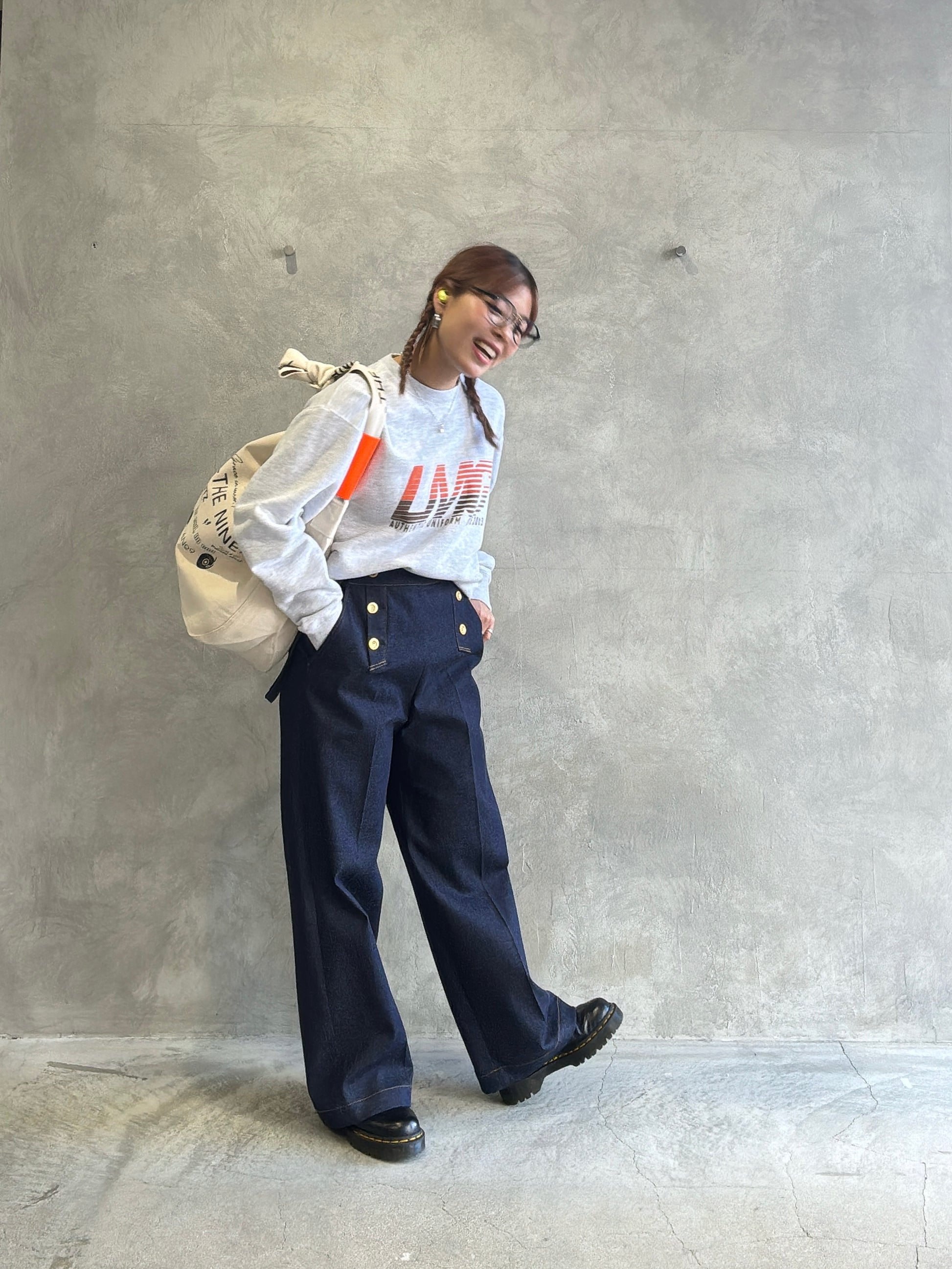 trois／ストレッチデニムストラップマリンパンツ