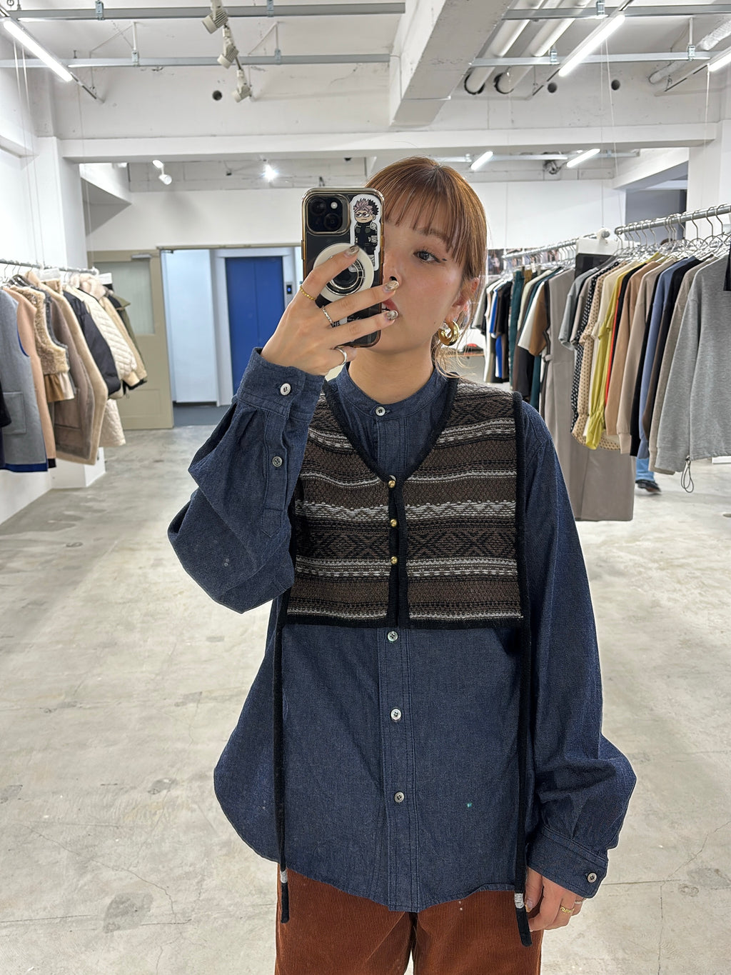 受付終了【予約⚡︎販売】スタンドカラーデニムシャツ（スカーフ付き）／#8643203／LE MÉLANGE／2026 AW #1