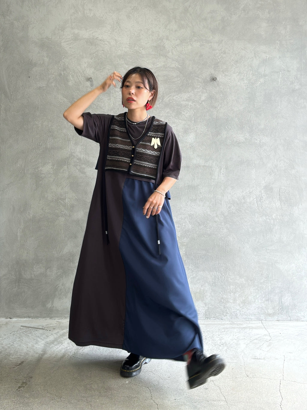ジャガードVネックベスト／#8642701／LE MÉLANGE／2026 AW #1
