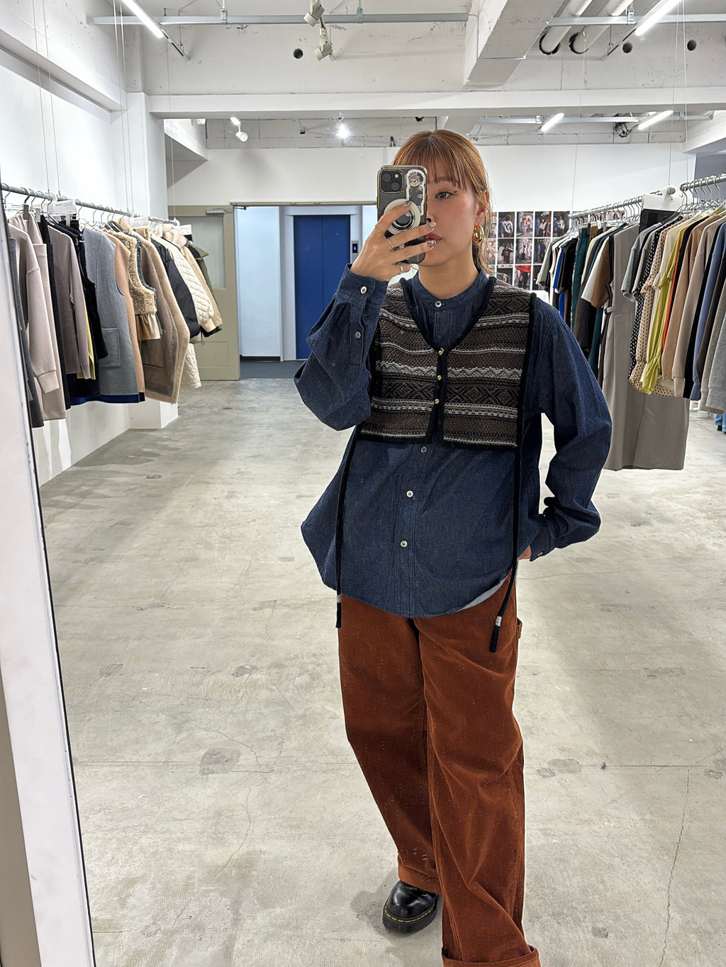 受付終了【予約⚡︎販売】スタンドカラーデニムシャツ（スカーフ付き）／#8643203／LE MÉLANGE／2026 AW #1