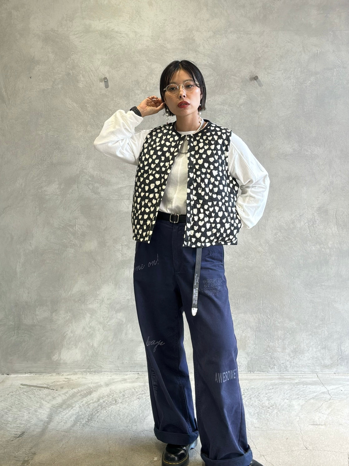 ハート柄パディングベスト／MG JK-26086-A／MARGAUX VINTAGE／2026 AW＃1
