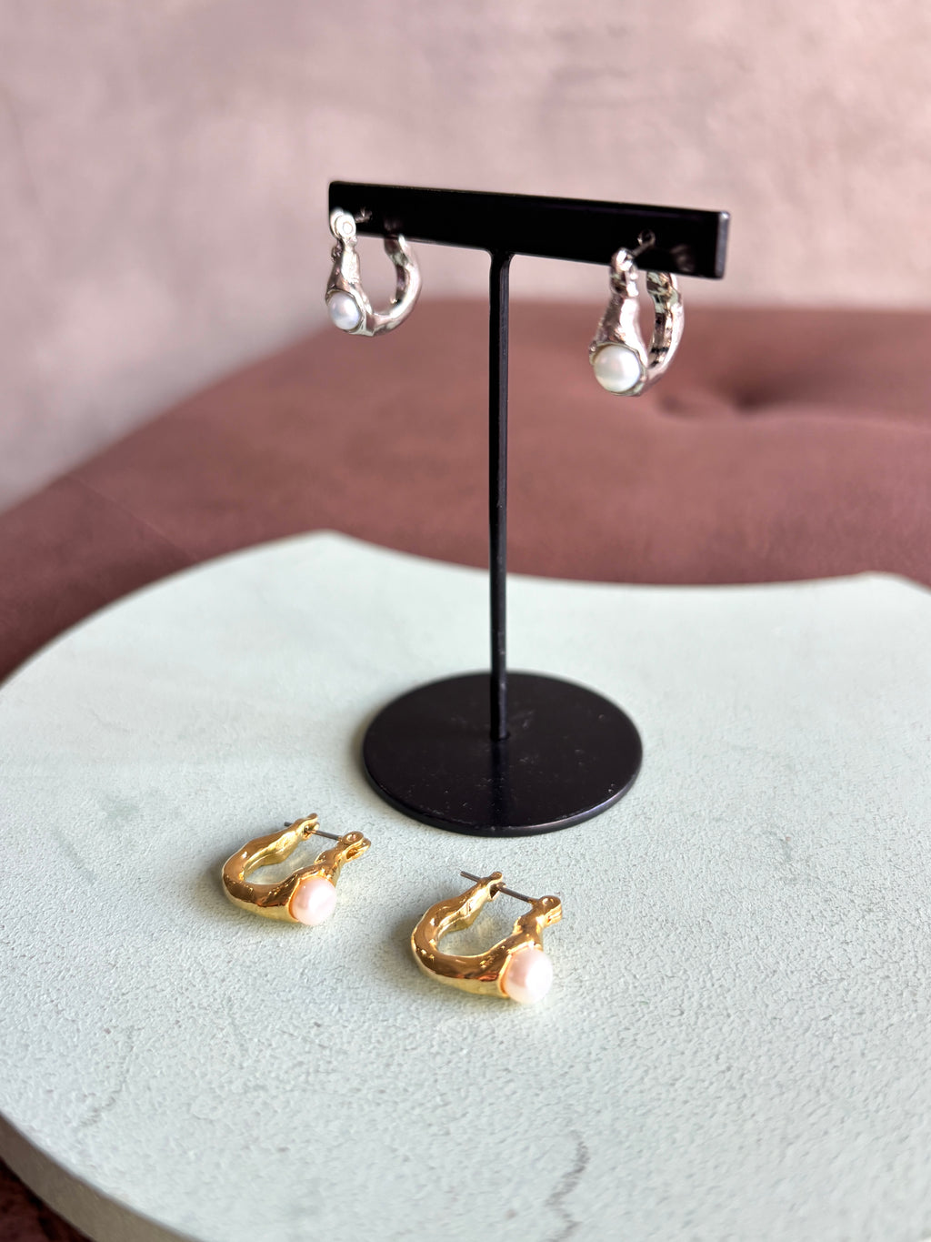 【予約販売】ニュアンスメタルパールピアス