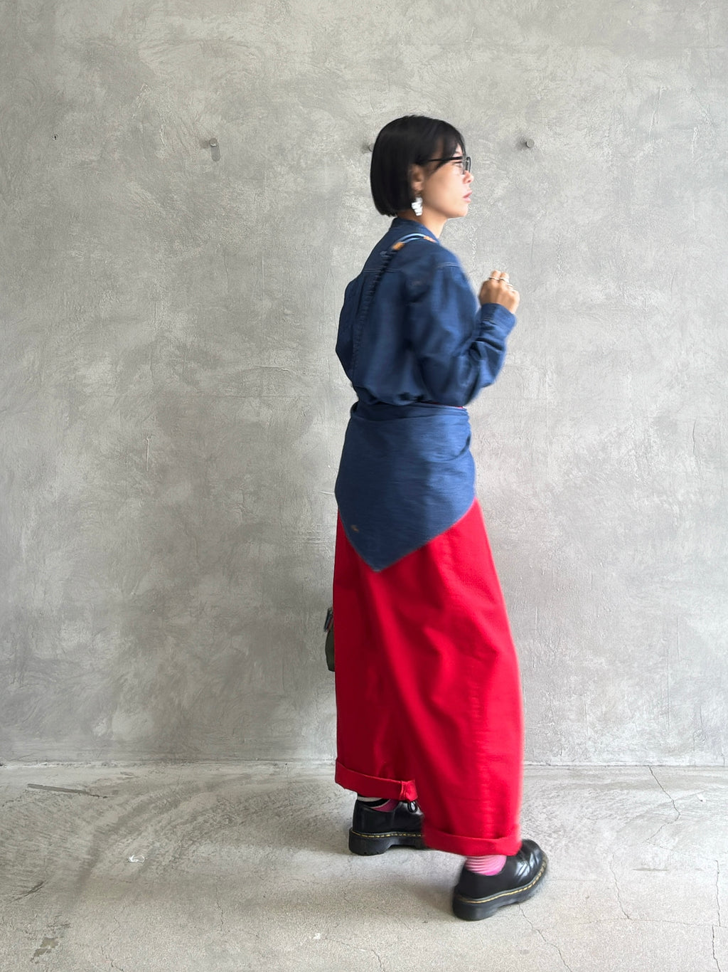 スタンドカラーデニムシャツ（スカーフ付き）／#8643203／LE MÉLANGE／2026 AW #1