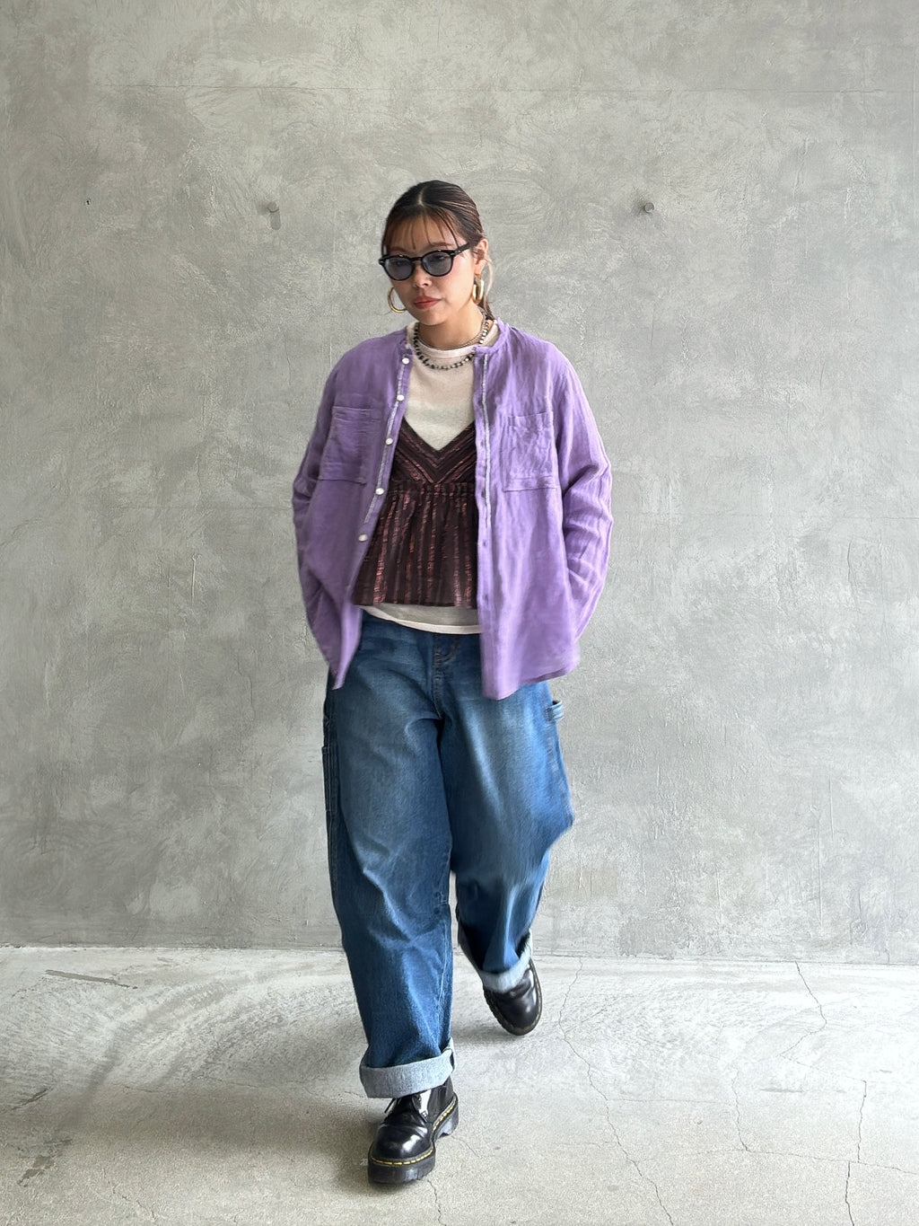 メタルビーズリネンコットンシャツ／8613209／LE MÉLANGE
