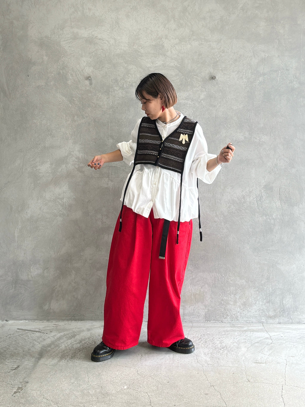 ジャガードVネックベスト／#8642701／LE MÉLANGE／2026 AW #1