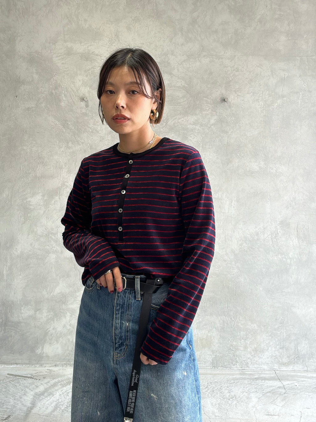 2WAYコーデュロイボーダーヘンリーネックロンT／8651002／LE MÉLANGE／2026 AW #2