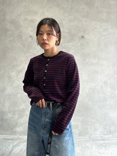 2WAYコーデュロイボーダーヘンリーネックロンT／8651002／LE MÉLANGE／2026 AW #2