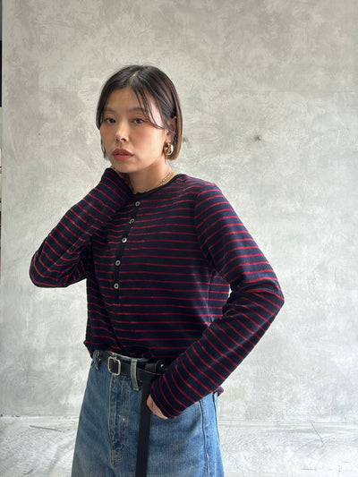 2WAYコーデュロイボーダーヘンリーネックロンT／8651002／LE MÉLANGE／2026 AW #2