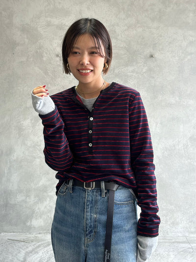 2WAYコーデュロイボーダーヘンリーネックロンT／8651002／LE MÉLANGE／2026 AW #2