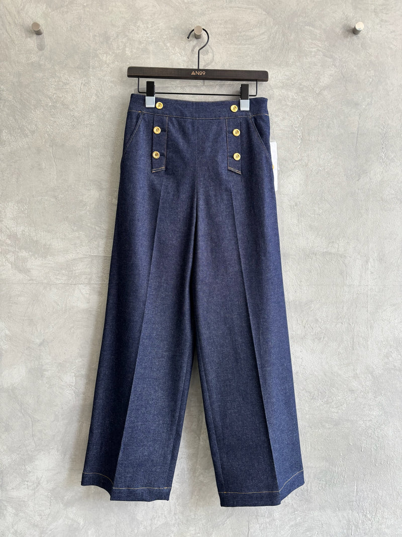 trois／ストレッチデニムストラップマリンパンツ