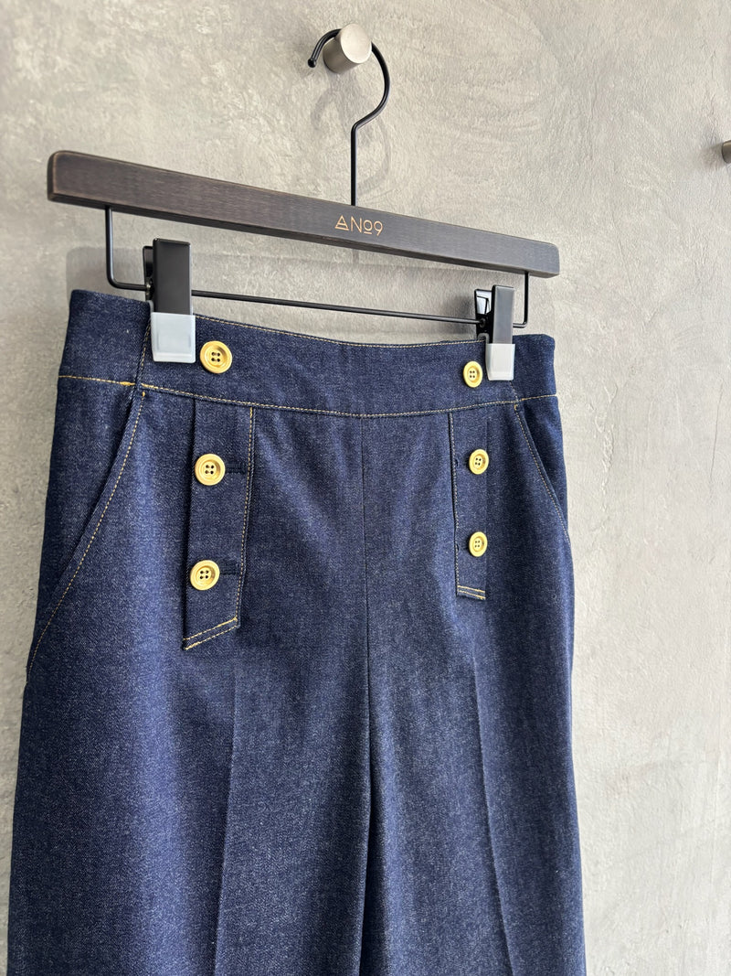 trois／ストレッチデニムストラップマリンパンツ