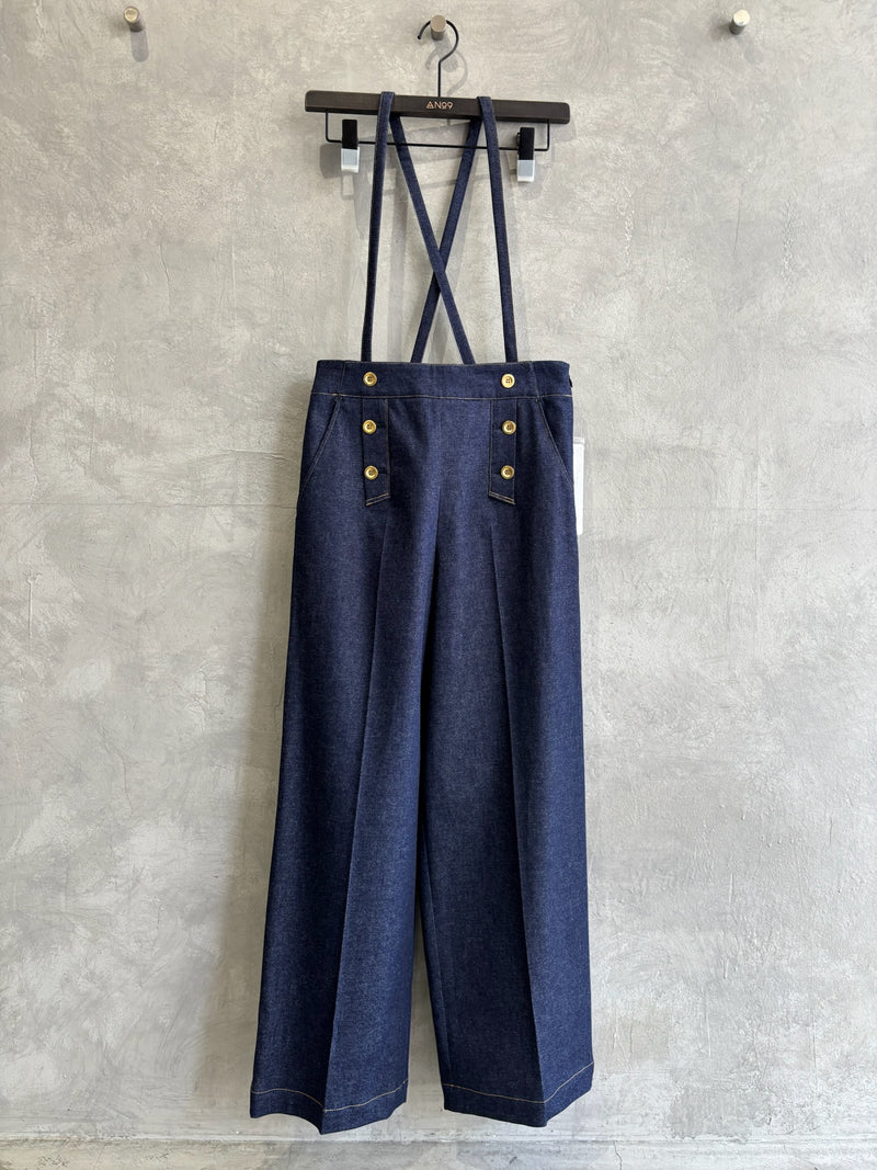 trois／ストレッチデニムストラップマリンパンツ