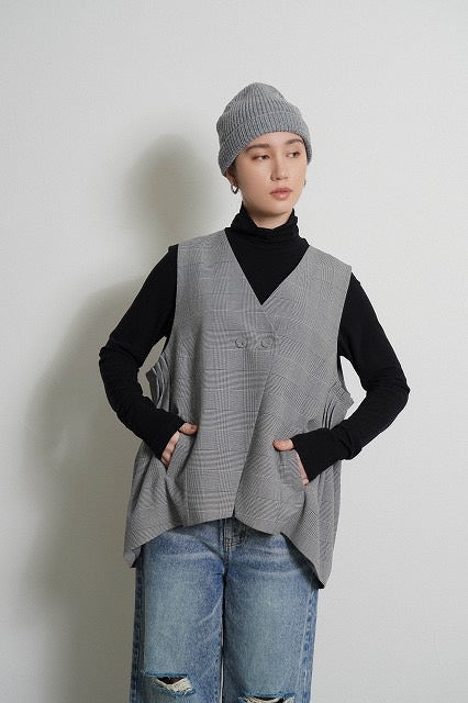 【予約⚡︎販売】アームプリーツグレンチェックベスト／604492／CYAN tokyo／2026 AW#1