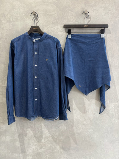 スタンドカラーデニムシャツ（スカーフ付き）／#8643203／LE MÉLANGE／2026 AW #1