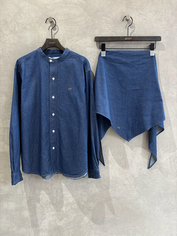 スタンドカラーデニムシャツ（スカーフ付き）／#8643203／LE MÉLANGE／2026 AW #1