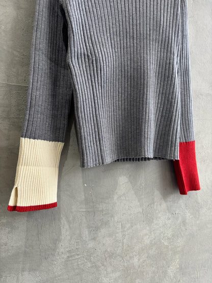 【再入荷】3カラー配色リブニット／LHELBIE