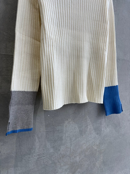 【再入荷】3カラー配色リブニット／LHELBIE