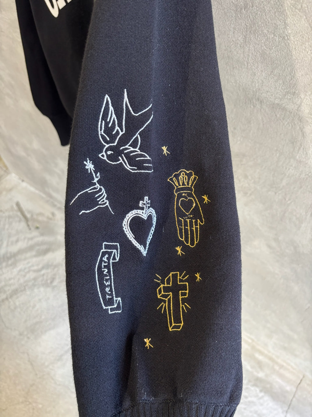 スウェットライク刺繍ニット／palm RICHE