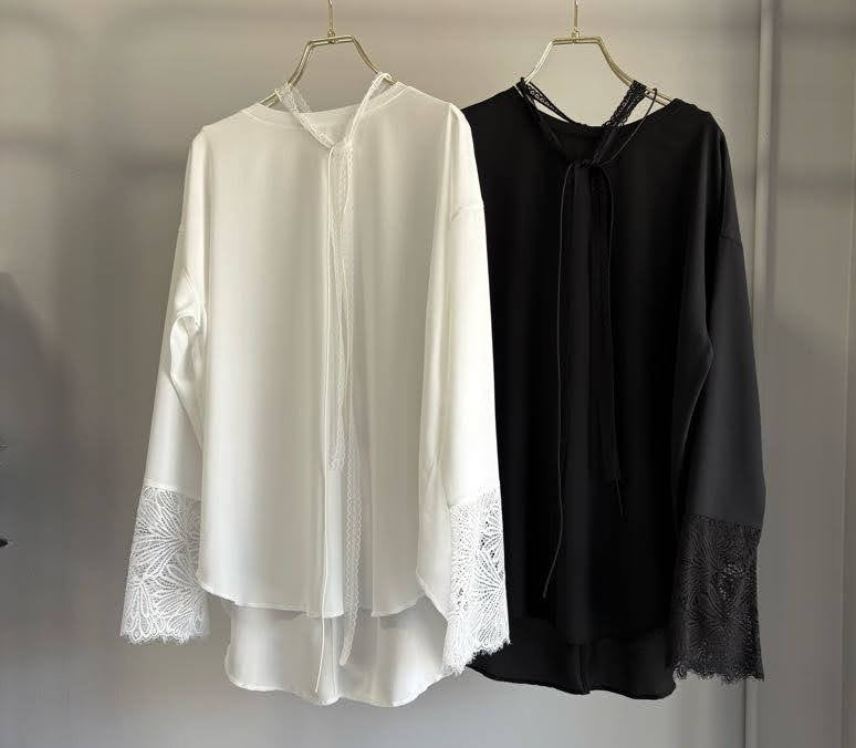 【予約⚡︎販売】シアーロンTEE カフスレース（リボン付き）／MG CT-26091-A／MARGAUX VINTAGE／2026 AW＃1