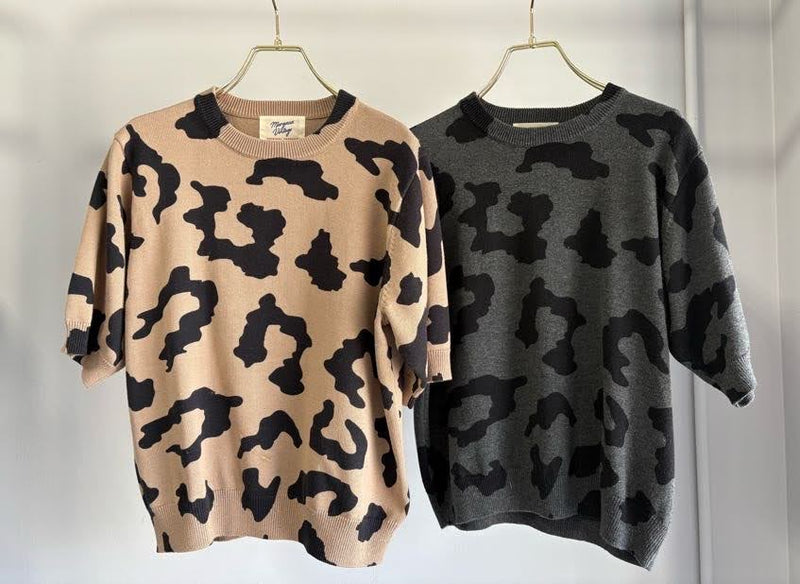 【予約⚡︎販売】レオパードプリントハーフスリーブニット／MG KN-26092-A／MARGAUX VINTAGE／2026 AW＃1
