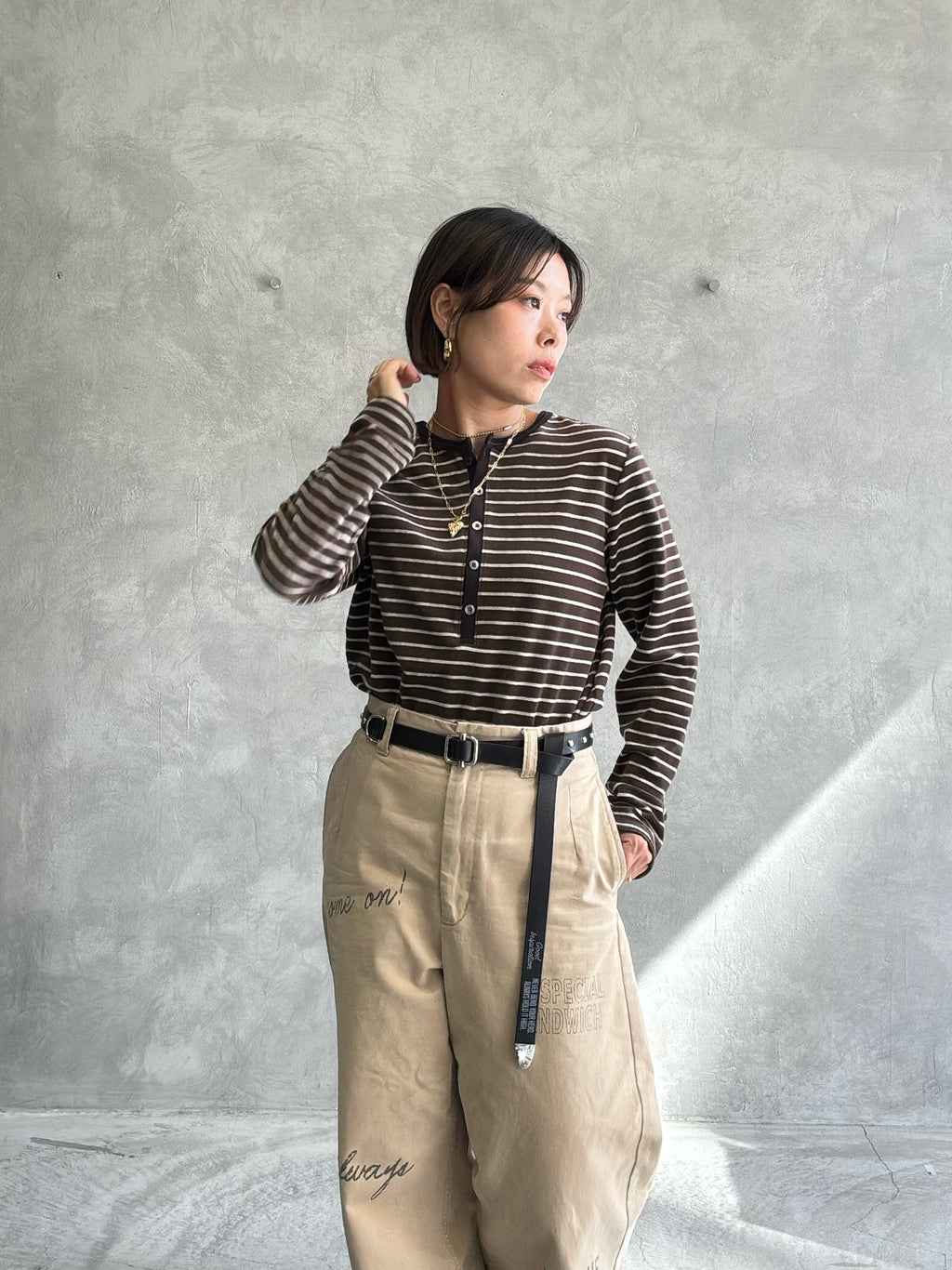 2WAYコーデュロイボーダーヘンリーネックロンT／8651002／LE MÉLANGE／2026 AW #2