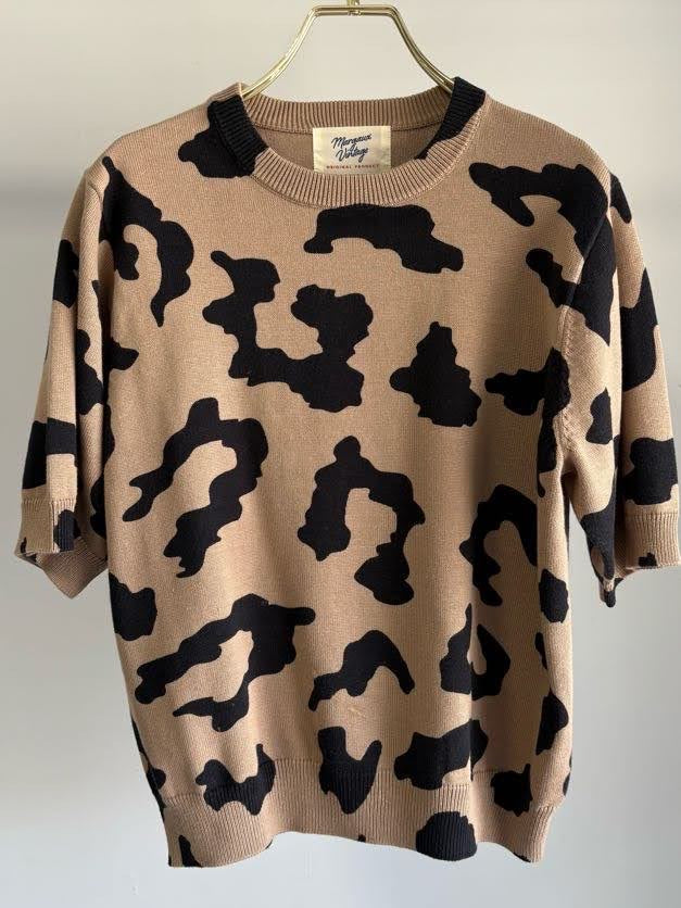 【予約⚡︎販売】レオパードプリントハーフスリーブニット／MG KN-26092-A／MARGAUX VINTAGE／2026 AW＃1