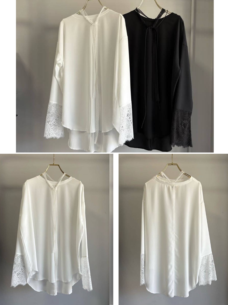 【予約⚡︎販売】シアーロンTEE カフスレース（リボン付き）／MG CT-26091-A／MARGAUX VINTAGE／2026 AW＃1