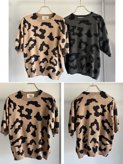 受付終了【予約⚡︎販売】レオパードプリントハーフスリーブニット／MG KN-26092-A／MARGAUX VINTAGE／2026 AW＃1