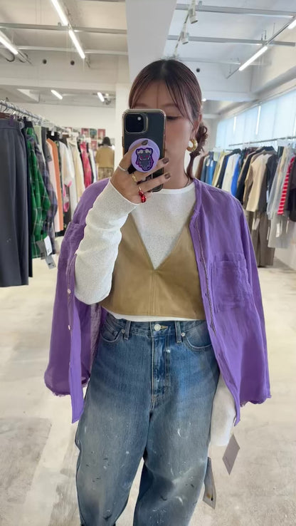 受付終了【予約販売】メタルビーズリネンコットンシャツ／8613209／LE MÉLANGE