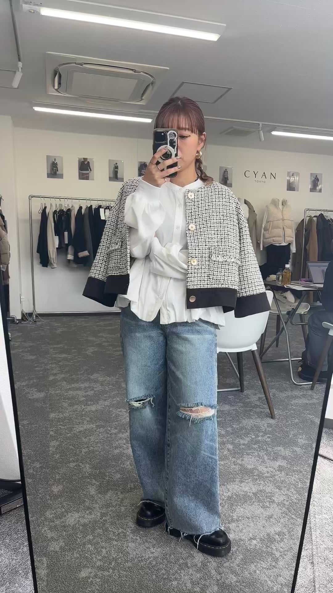 【予約⚡︎販売】ハーフスリーブツイードJK／604484／CYAN tokyo／2026 AW#1