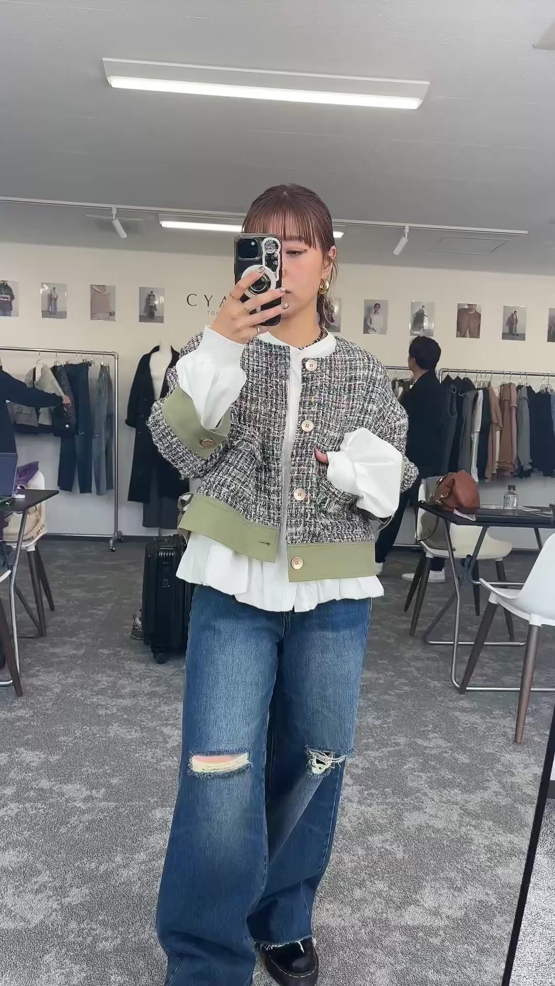 【予約⚡︎販売】ハーフスリーブ MIXツイードJK／604483／CYAN tokyo／2026 AW#1